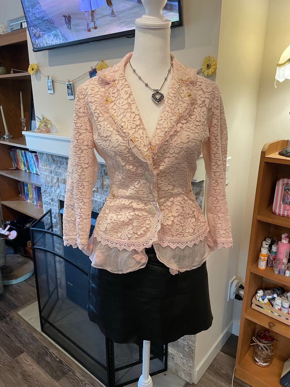 vintage pink lace blazer